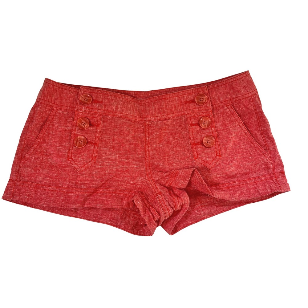 Express Red Linen Cotton Sailor Button Micro Short Nautical Size 6 Y2k Preppy